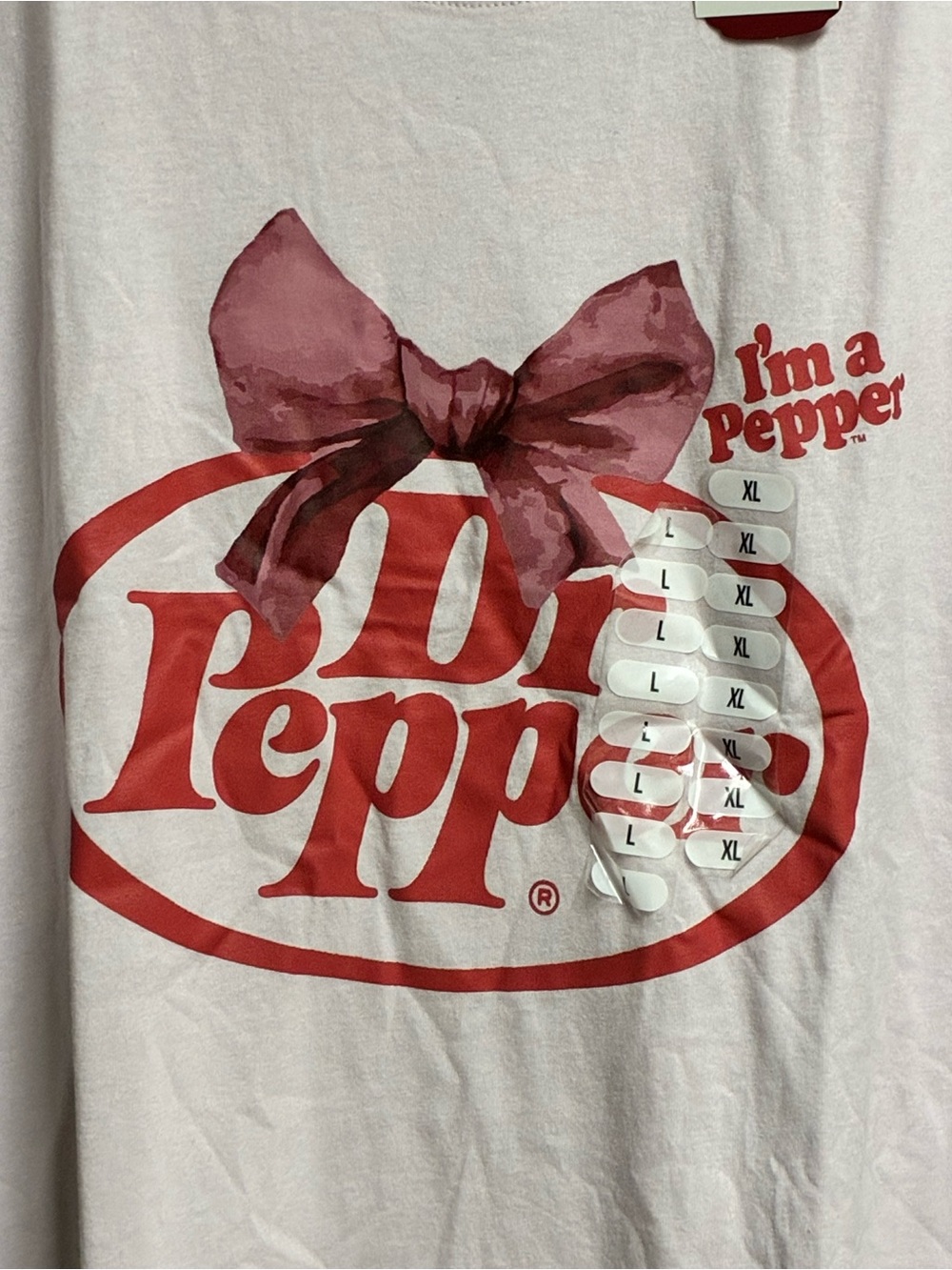 Dr Pepper Graphic Tee with Pink Bow - Pink & Red